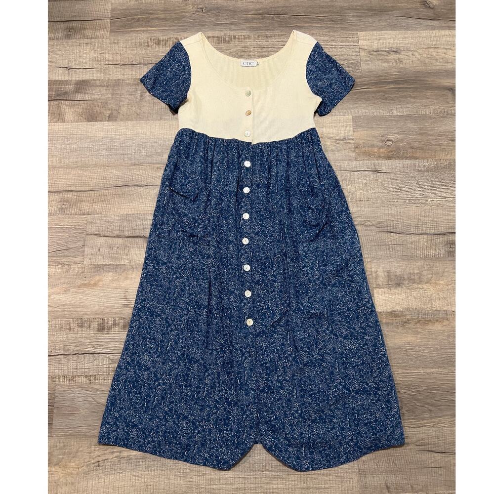 Vintage CDC Midi Cottagecore Dress 14‎ Milkmaid Peasant Prairie Floral Pockets